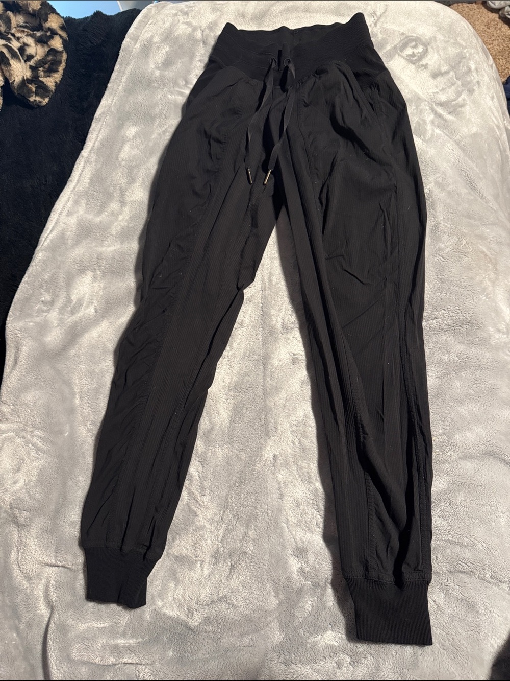 lululemon athletica Black Ribbed Jogger Pants with Drawstring